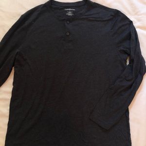 Dark Gray Henley Tee Large